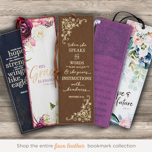 Christian Art Gifts Premium Faux Leather Bookmark for Women: Proverbs 31:26 - color: Brown - Proverbs 31 Woman