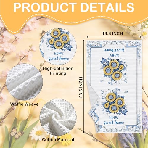 Sunflower Kitchen Towels, Home Sweet Home Sunflower Gifts For Women, 11 - color: Blue Sunflower