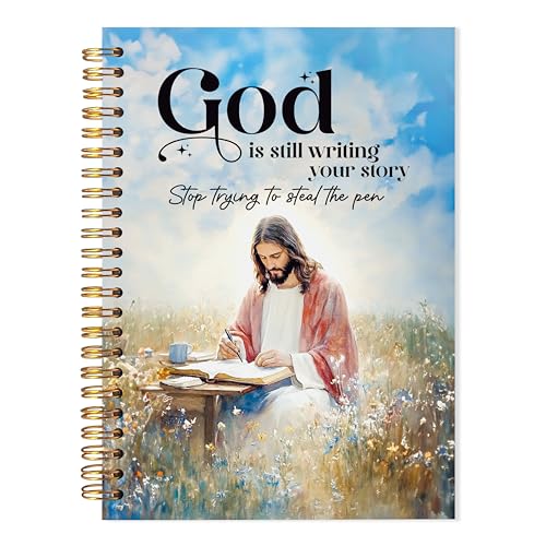 Jesus Christian Spiral Notebook, God Is Still Writing Your Story Bible Verse Journal, Jesus Gifts for Women Men, Church Notes Notebook, Religious Prayer Journal for Woman, 5.5x8.3 - color: YhSj 6