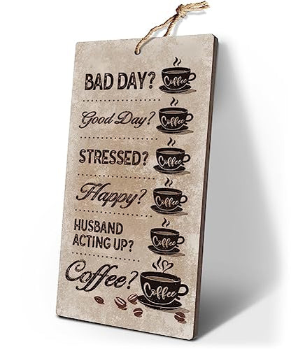 YZEXEZY Funny Coffee Quotes Sign for Coffee Drinker 12"x6" Retro Wall Art Plague for Home Office Cafe Station Decoration - style: Funny Coffee Quotes