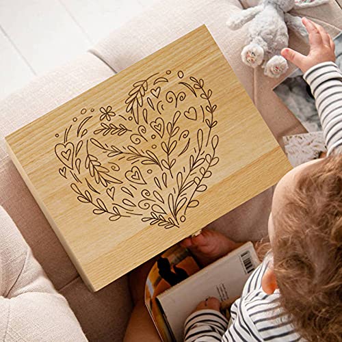 EXISTING Memory Box for Keepsakes, Heart Wooden Box with Hinge Lid - color: Beige