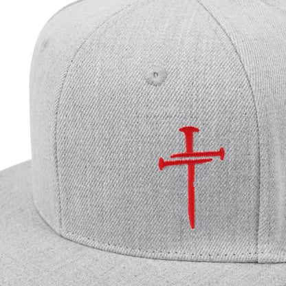 Christian Hats for Men Women - Cross Faith Flat Snapcback Hats - Religious Gifts for Thanksgiving Christmas - color: Grey/Cross Red