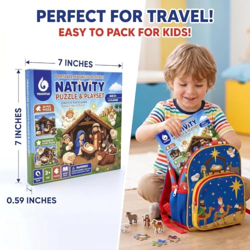 Travofun 20-Piece Magnetic Nativity Puzzle & Playset, Bible Story, Ages 3-6 - style: Nativity (Puzzle + Story Play)