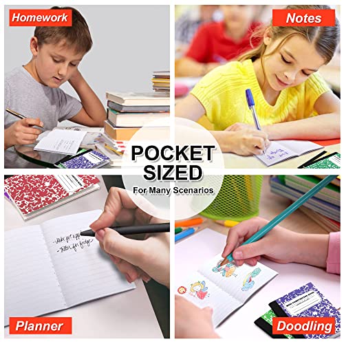 feela 70 Pack Mini Composition Notebook Bulk, Cute Pocket Composition Note Pad, Small Journal Notebooks for Students College School Supplies, 4.5" X 3.25", Narrow Ruled, 5 Marble Covers - color: 70 Pack 5 Solid Colors
