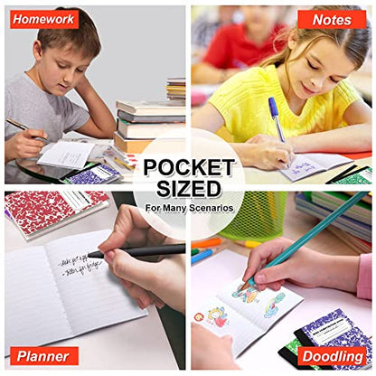 feela 70 Pack Mini Composition Notebook Bulk, Cute Pocket Composition Note Pad, Small Journal Notebooks for Students College School Supplies, 4.5" X 3.25", Narrow Ruled, 5 Marble Covers - color: 70 Pack 5 Solid Colors