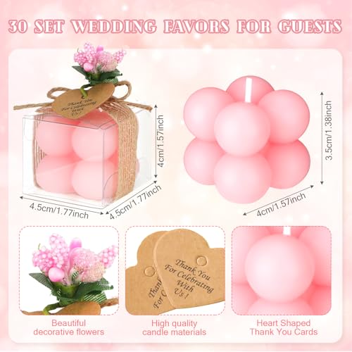 MTLEE 30 Sets Mini Bubble Candles Party Favors DIY Gift Set,Pink - color: Pink