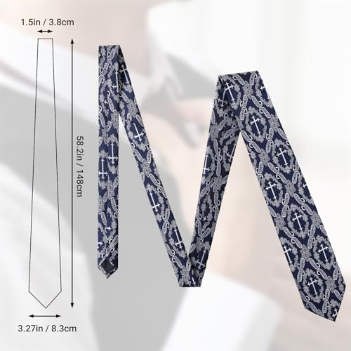 Men's 3.27 Inch (8.3CM) Christian Jesus Easter Novelty Tie Gift Box - color: Navy Blue-cross+paisley