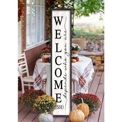 RLWangChao Welcome-ish Sign for Front Porch Standing, 45"X9", Black - color: Black-Wood Sign