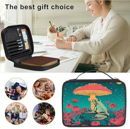 Bible Cover for Women Kids, Bible Carrying Case Church Bag Bible Protective with Zippered Back Pocket, Gift for Adults Lady Women Men, Frog on a Mushroom - color: Frog on a Mushroom