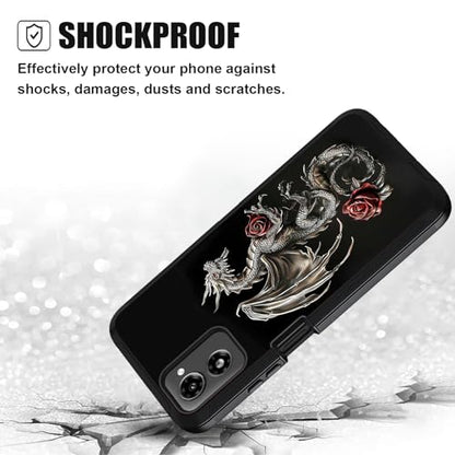 Designed for Moto G Power 5G 2024 Case, Military Grade Heavy Duty 3-Layer Shockproof Full-Body Protective Cover for Motorola Moto G Power 5G 2024, Dragon Rose - color: Dragon Rose