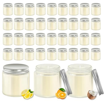 ACITHGL 36 Pcs 4oz Mini Mason Jar Candles Small Scented Candles Bulk Aromatherapy Ideal Souvenir Favors for Wedding Birthday Party (Lemon, Citrus, Coconut Milk, Silver) - color: Silver, style: Lemon, Citrus, Coconut Milk