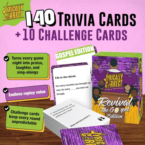 Lyrically Correct Revival: Gospel Edition – Music Trivia Family Card Game