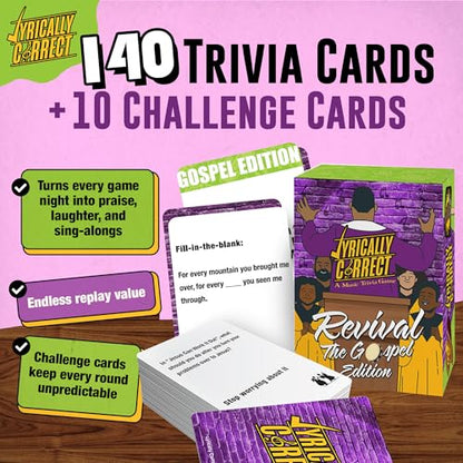 Lyrically Correct Revival: Gospel Edition – Music Trivia Family Card Game