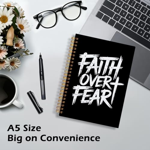 CFFJLHN Faith Over Fear Christian Notebook, Bible Journal, Prayer Journal for Women & Men, Church Notes Journal, Scripture Hardcover Spiral Notebook 5.5x8.3 in - color: 11