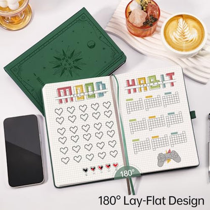 EMSHOI Graph Grid Journal Notebook, 192 Pages, A5 Size (5.7'' x 8.3'') - color: Dark Green, style: Grid