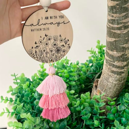 Christian Car Charm Cute Rear View Mirror Accessories for Women - color: Pink