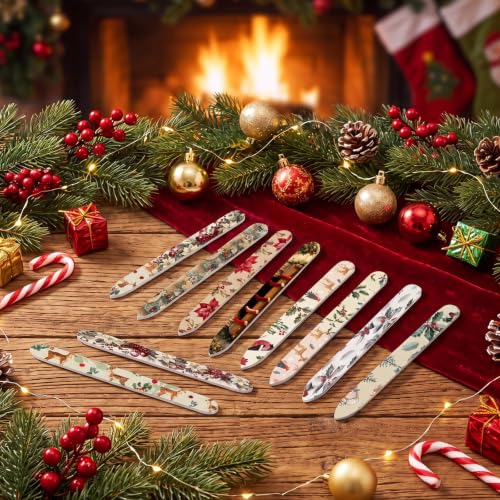 10 Pack Christmas Glass Nail File with Case Christmas Party Favor Gifts - style: Plant