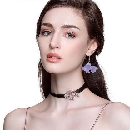 Anmpab Beach Funny Cute Goldfish Dangle Drop Earrings Lovely Resin Transparent Fish Earrings for Women - color: Violet