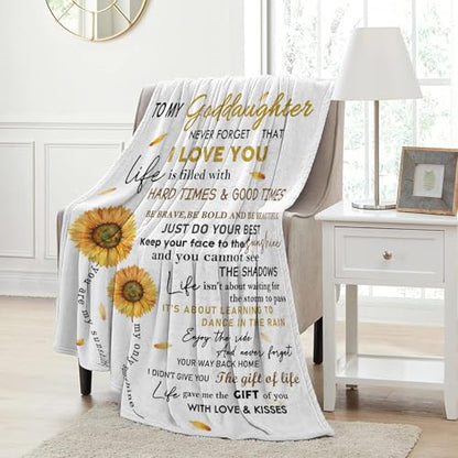 Goddaughter Gift from Godmother & Godfather, Goddaughter Blanket 50"x 60" - color: To My Goddaughter-1, size: 50"x60"