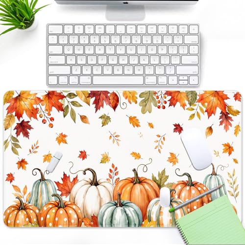 Britimes Large Mouse Pad, Mouse Pad, 31.5 x 15.7 Inch, Fall Pumpkin Leaf - color: Fall Pumpkin Leaf