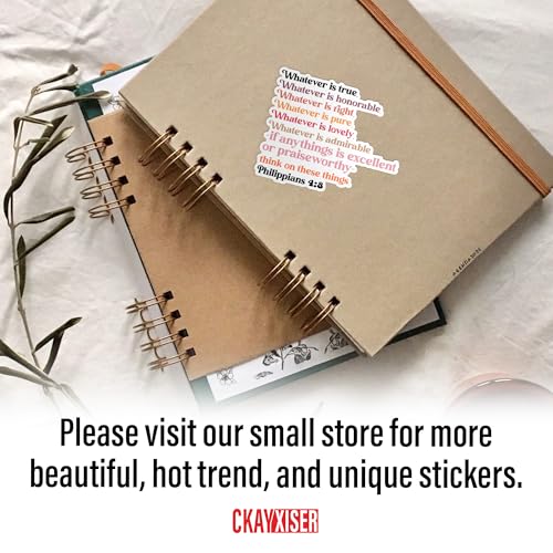 (3Pcs) Philippians 4:8 Whatever is True Whatever is Noble Whatever Stickers Bible Christian 3" Waterproof Vinyl Sticker for Laptop, Water Bottle, Tumbler, Accessory Gifts for Her Him 3 Inches - size: 3x3