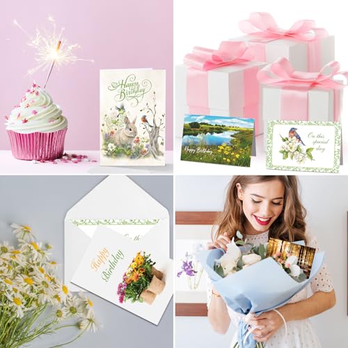Zhanmai 24 Pcs Religious Birthday Cards Bulk with Scripture Bible Verse Assorted Christian Blessings Birthday Greeting Cards 4 x 6 Inch Inspirational Cards with Envelopes(Scenic Style) - style: Scenic Style