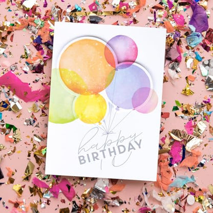 Masterpiece Colorful Pop Out Happy Birthday Cards / 12 Boxed Birthday Cards With Orange Envelopes / 4 5/8" x 6 1/4" Folded Greeting Cards With Inside Verses / 3 Pop Out Dimensional Designs - color: Colorful Pop Out