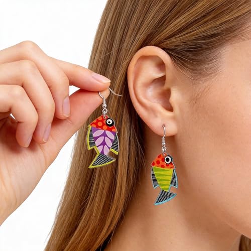 Colorful Ocean Fish Earrings for Women Summer Acrylic Sea Earrings Summer Fish Jewelry Gifts Accessories for Holiday Outfits Trendy Jewelry Gifts - color: A