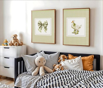 FKRYTYB Sage Green Bow Duck Themed Childrens Room Wall Art Unframed16x24in - color: Duck, size: 24L"X16W"Poster