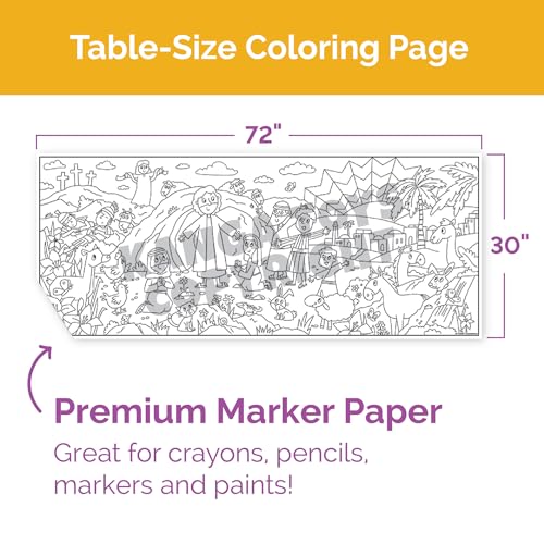 Large Coloring Poster Easter Resurrection of Jesus Christ 30 x 72 Inches Rolled Ideal for Parties and Family Gatherings Ages 4 and Up - color: Easter