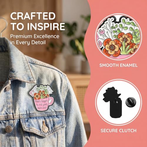 MemeChic 4PCS Inspirational Flower Enamel Pins Set，Christian Faith Bible Verse Luke 12:27 Religious Brooch, Encouragement Gifts for Women Men, Mental Health Positive Affirmation Lapel Pins for Jacket Backpack