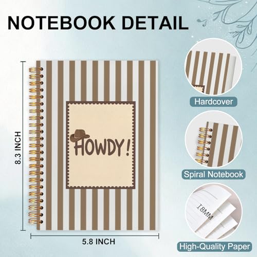 Howdy Western Spiral Notebook 5.5x8.3 - color: White Howdy Western Striped