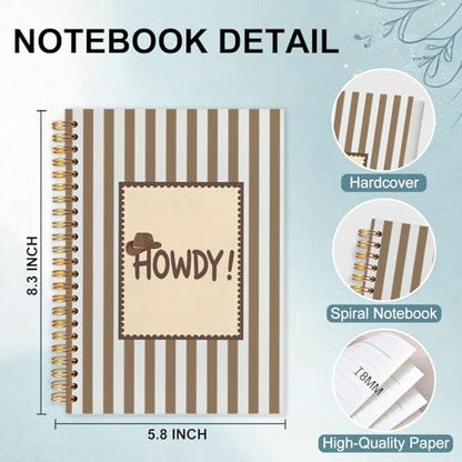 Howdy Western Spiral Notebook 5.5x8.3 - color: White Howdy Western Striped