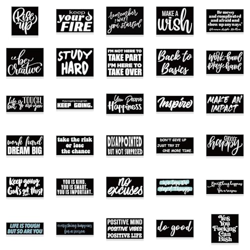 60Pcs Black Affirmation Stickers Decals, Holographic Motivational Sticker Pack, Positive Journal Encouraging Shiny Quotes for Kids, Teachers, Classroom, Waterproof Scrapbook Supplies (Inspirational) - color: Inspirational