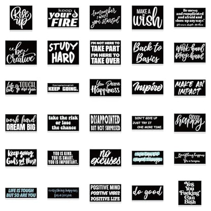 60Pcs Black Affirmation Stickers Decals, Holographic Motivational Sticker Pack, Positive Journal Encouraging Shiny Quotes for Kids, Teachers, Classroom, Waterproof Scrapbook Supplies (Inspirational) - color: Inspirational
