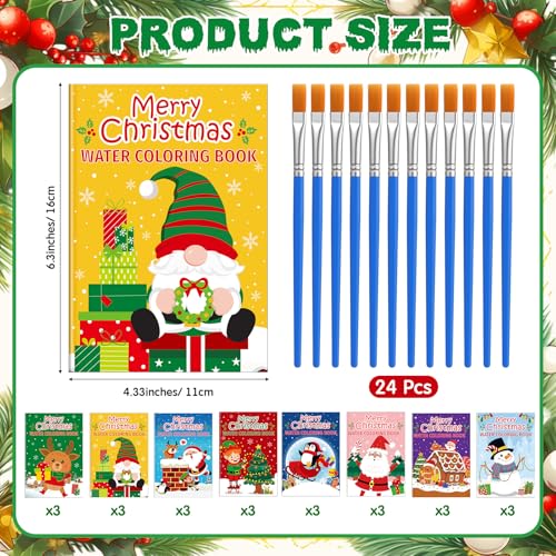 Kosiz 24 Pack Christmas Coloring Books with Brushes, Xmas Party Favors - style: Christmas Coloring
