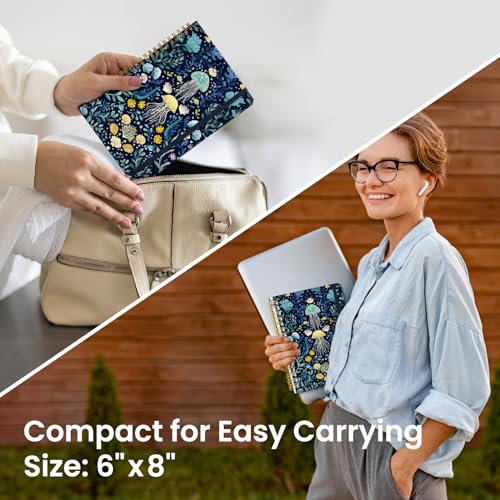 Taja Lined Spiral Journal for Women, A5 Cute Hardcover Notebook for Work - color: Y-Jellyfish Drift