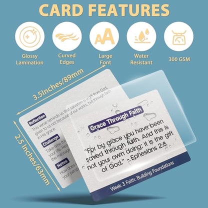 52-Week Bible Memory Verse Flash Cards-Weekly Scripture Cards (ESV), Prayer Cards for Individual or Group Bible Study- Contain Engaging Questions, Bible References, Prayer Prompts