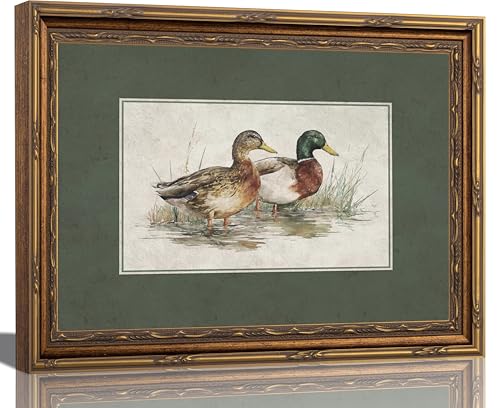 sezhylee Mallard Duck Framed Wall Art Vintage Duck nursery Wall Decor 12x16 - color: Mallard Duck, size: 16"L x 12"W