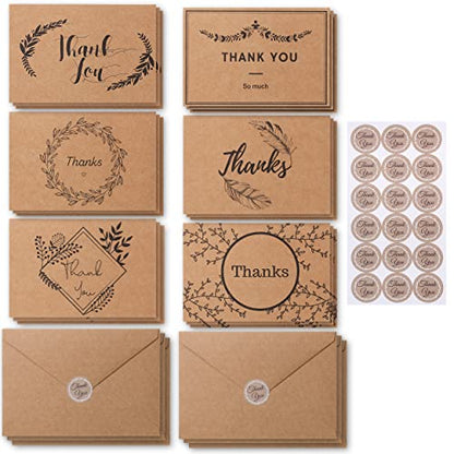 Mr. Pen- Thank You Cards with Envelopes, Brown Kraft Paper, 18 Pack, 4 x 6, Blank Inside, 6 Designs, Thank You Cards, Thank You Notes, Thank You Cards Bulk,Thank You Note Cards - color: Brown Kraft