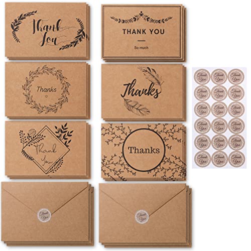 Mr. Pen- Thank You Cards with Envelopes, Brown Kraft Paper, 18 Pack, 4 x 6, Blank Inside, 6 Designs, Thank You Cards, Thank You Notes, Thank You Cards Bulk,Thank You Note Cards - color: Brown Kraft