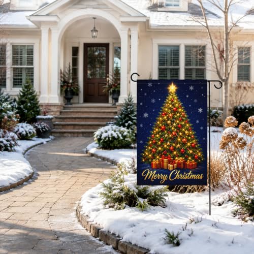 Louise Maelys Merry Christmas Tree Garden Yard Flag 12x18 Inch Small - color: Multi-7