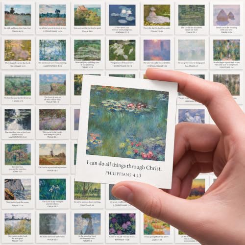 Bible Verse Cards, 48 Mini Prayer Cards on 300GSM Pearl Paper - color: Vintage Paintings