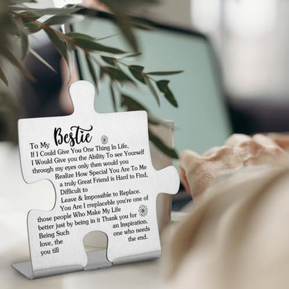 To My Bestie Gifts Bestie Gifts from Sister Thank You for Being My Unbiological Sister Best Friend Christmas Wedding Friendship Gifts for Sister Bestie Decorative Sign Funny Office Desk Decor - style: Bestie