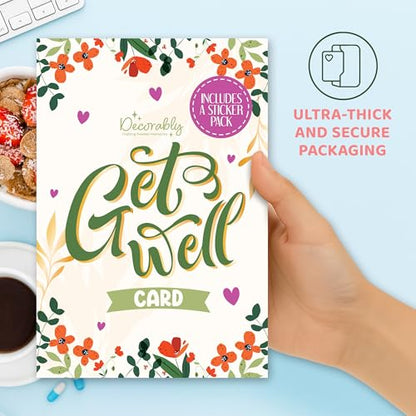 Decorably Pink and Gold Foiled 5x8in Individual Get Well Card - size: 5x8 inches