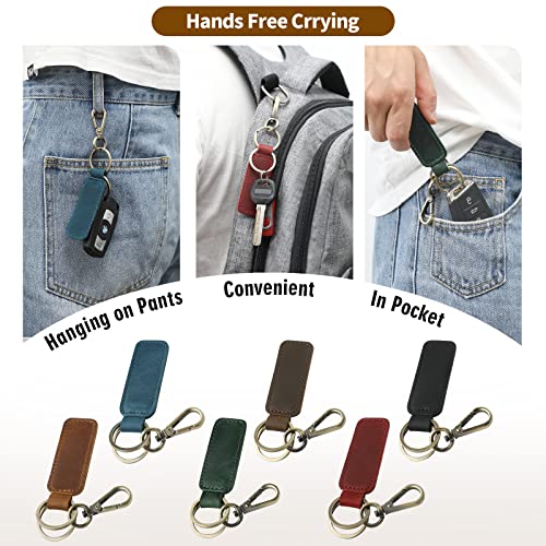 Jack&Chris Genuine Leather Car Keychain, Universal Key Fob Keychain, Leather Key Chain Holder for Men and Women, JC306 - color: Red