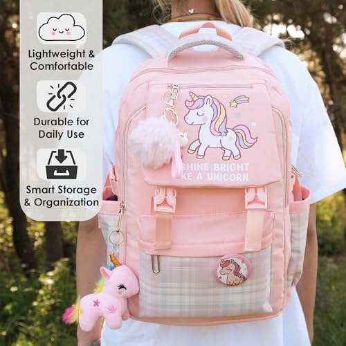 Unicorn Affirmation Backpacks for Girls – Unicorn Backpack Kids Backpack for Girls – Mochilas Escolares para Niñas – Pink Backpack for School – Kids Backpacks for Girl – Kids Bookbag - color: Unicorn