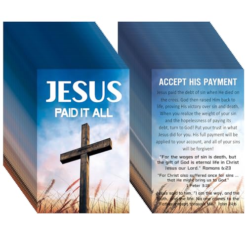 200 Pcs Gospel Tracts Salvation Cards,Cross, JESUS PAID IT ALL - style: Cross, JESUS PAID IT ALL
