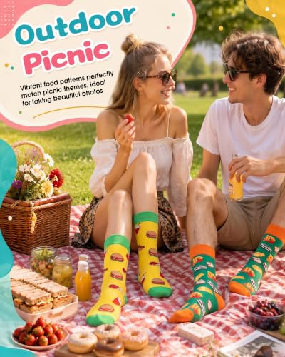 Vabean 36 Funny Men's Socks - color: Food Snack Pattern