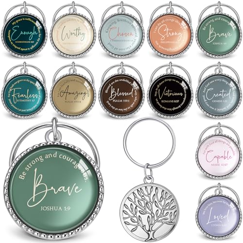 Equsion 36 Pcs Christian Keychain Bulk Mini Bible Keychains, Retro - color: Retro
